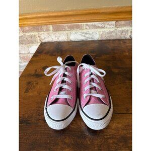 Converse All Star Pink Low-Top Sneakers Womens Canvas Glitter Size 2 Youth